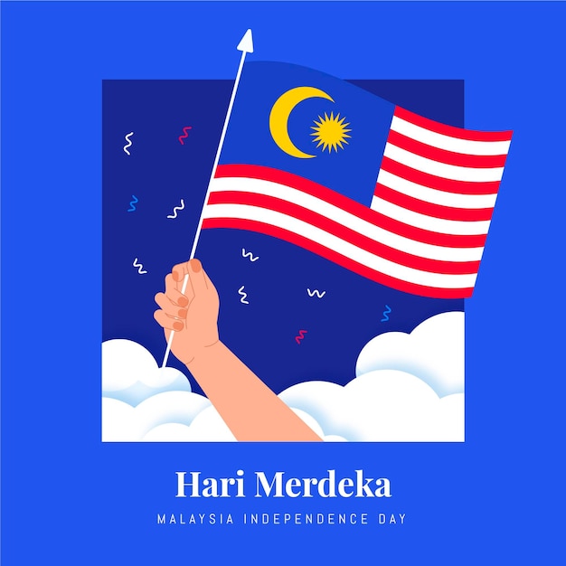 Ilustración de hari merdeka plana