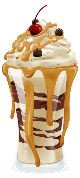 Vector gratuito ilustración de un helado decadente con caramelo