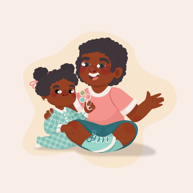 Ilustración de hermanos dibujados a mano