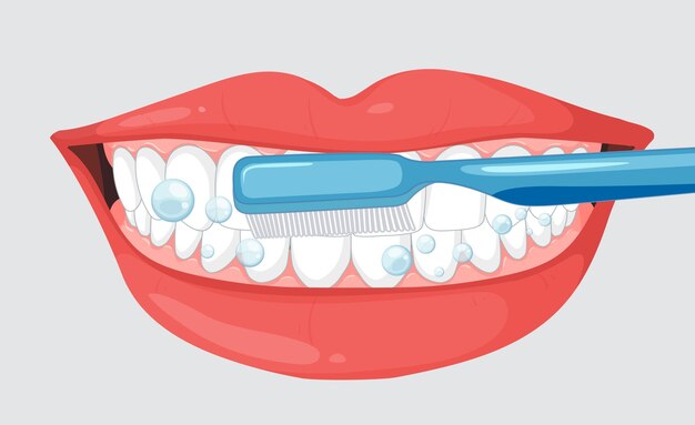 Ilustración de la higiene bucal y el cuidado dental