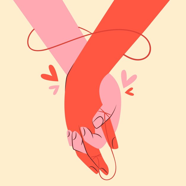 Ilustración de hilo rojo dibujado a mano