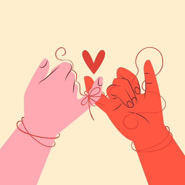 Ilustración de hilo rojo dibujado a mano