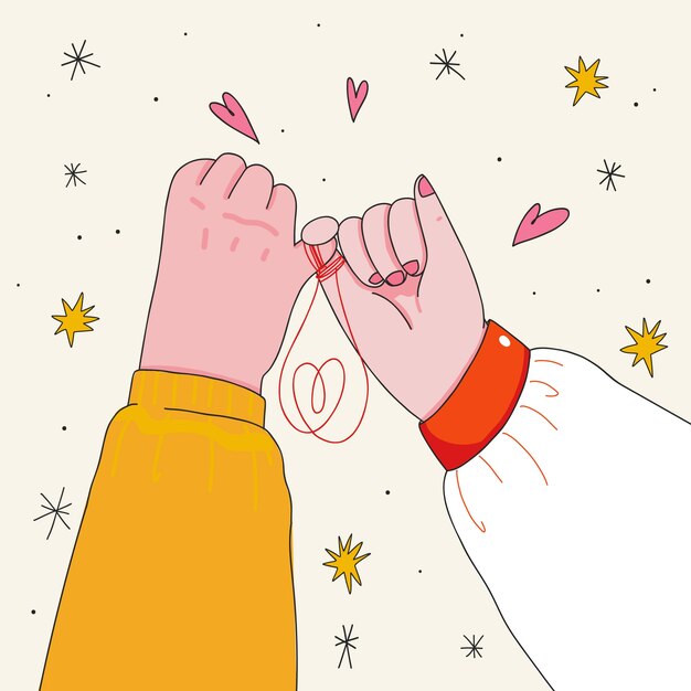 Ilustración de hilo rojo dibujado a mano