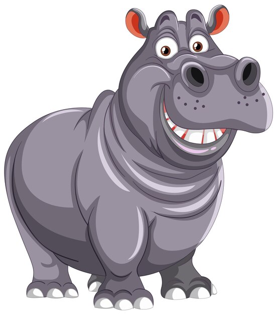 Ilustración de un hipopótamo animado alegre