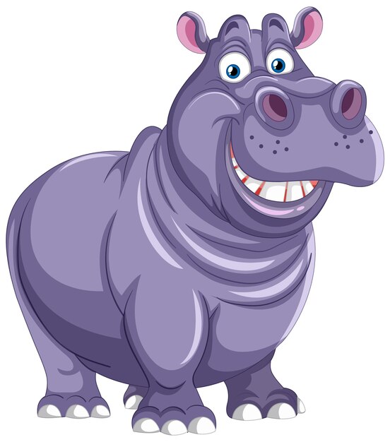 Ilustración de un hipopótamo animado alegre