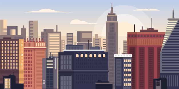 Ilustración de hitos del horizonte de la ciudad