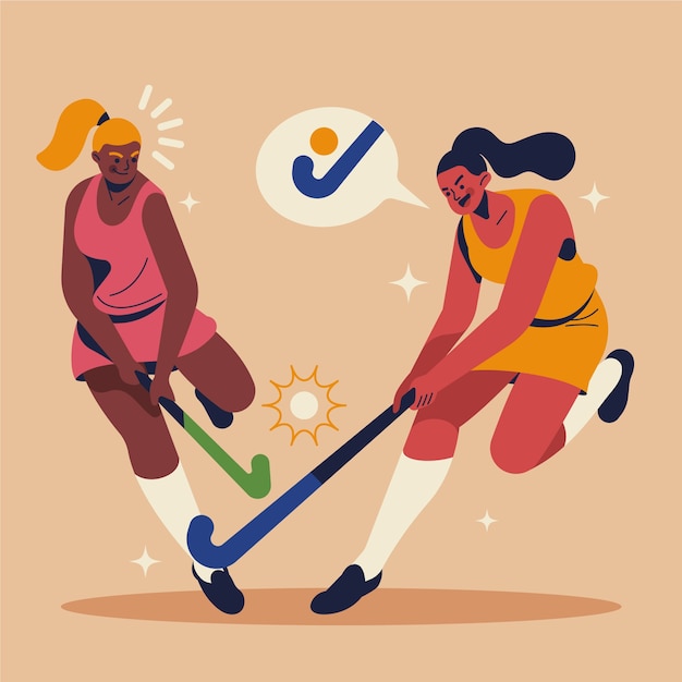 Ilustración de hockey sobre césped dibujada a mano
