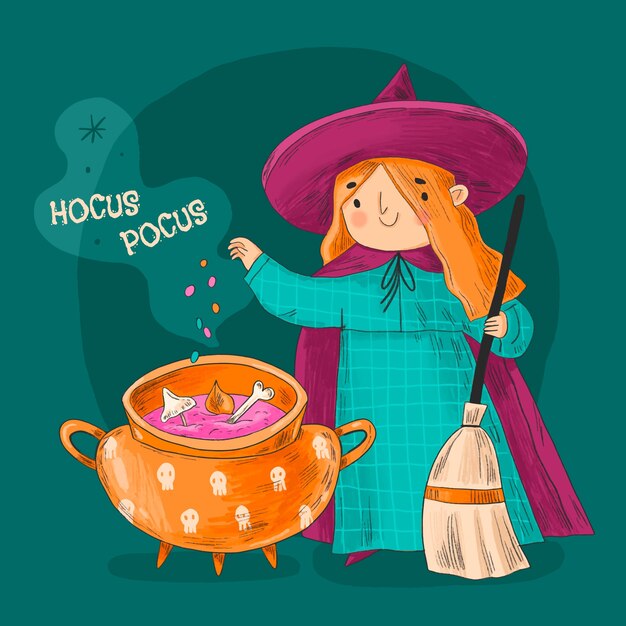 Ilustración de hocus pocus de halloween