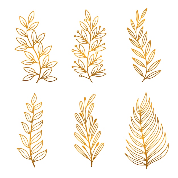 Ilustración de hojas doradas dibujadas a mano