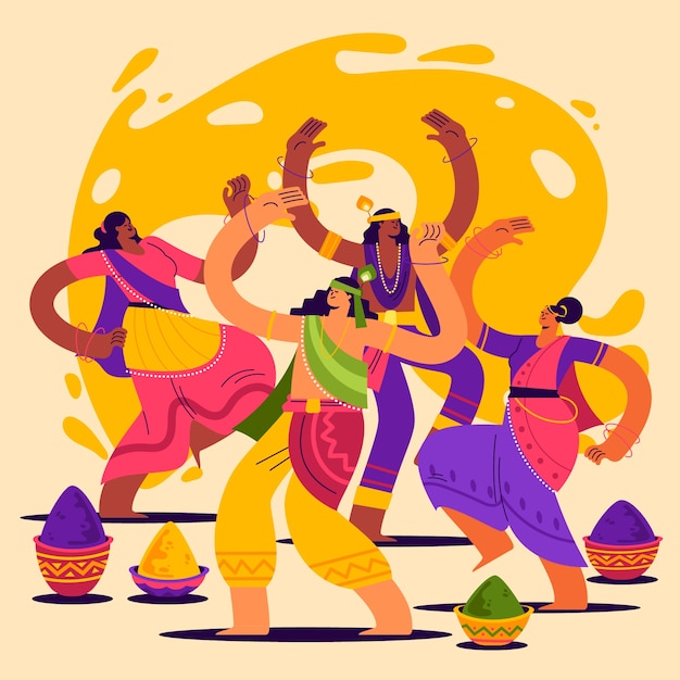 La ilustración de holi es plana.