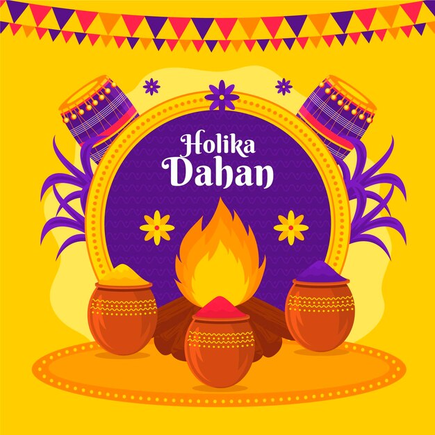 Ilustración de holika dahan