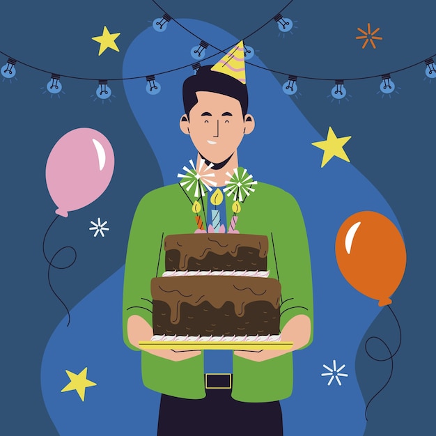 Ilustración de hombre de cumpleaños dibujado a mano