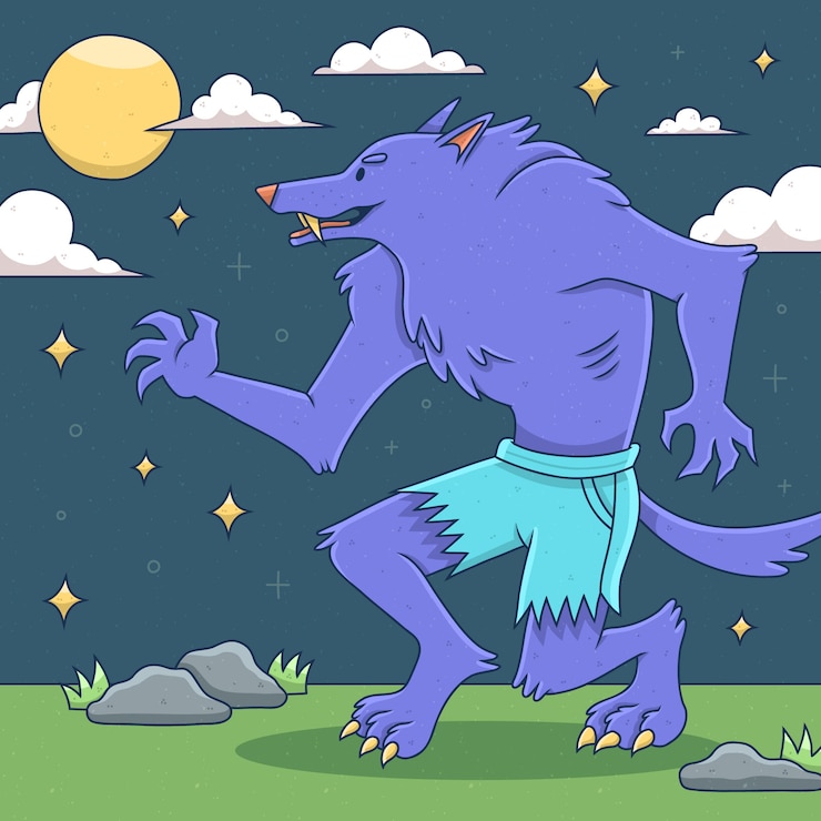 Vector gratuito ilustración de hombre lobo dibujado a mano