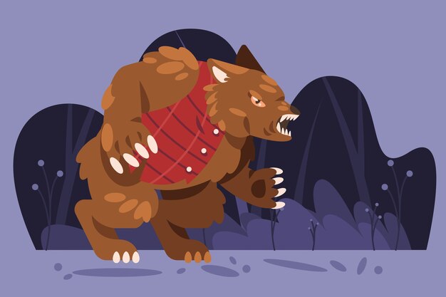 Ilustración de hombre lobo dibujado a mano