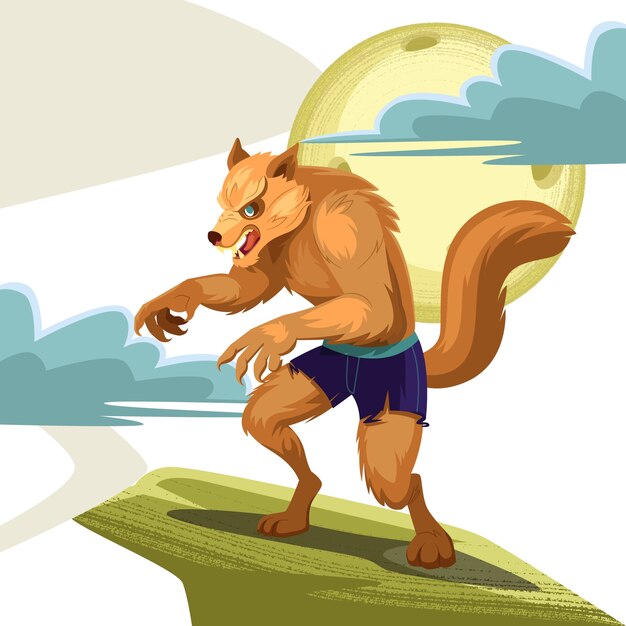 Ilustración de hombre lobo dibujado a mano