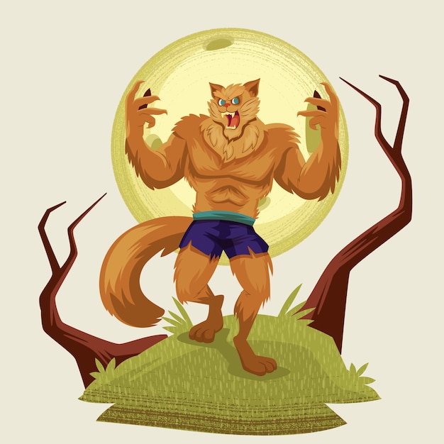 Ilustración de hombre lobo dibujado a mano