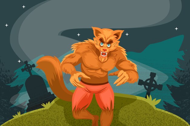Ilustración de hombre lobo dibujado a mano