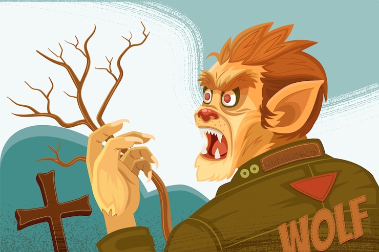 Vector gratuito ilustración de hombre lobo dibujado a mano