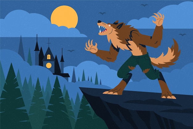 Vector gratuito ilustración de hombre lobo dibujado a mano