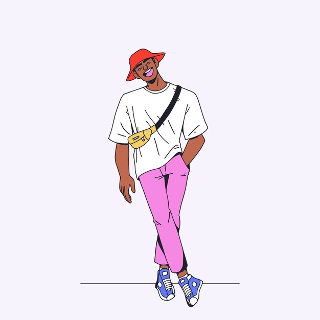 Ilustración de hombre negro dibujado a mano