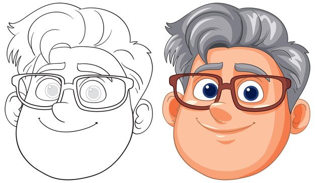 Ilustración del hombre sonriente con gafas
