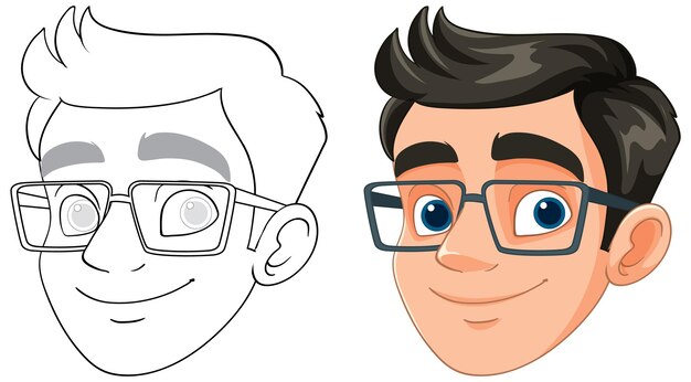 Ilustración del hombre sonriente con gafas