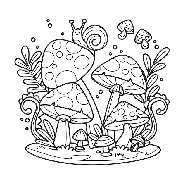 Ilustración de un hongo dibujada a mano