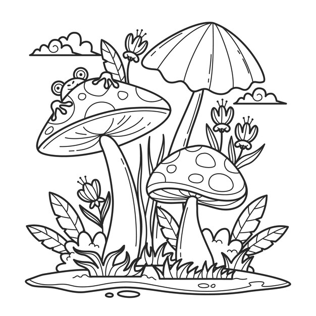 Ilustración de un hongo dibujada a mano