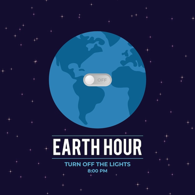 Vector gratuito ilustración de la hora del planeta con planeta y interruptor