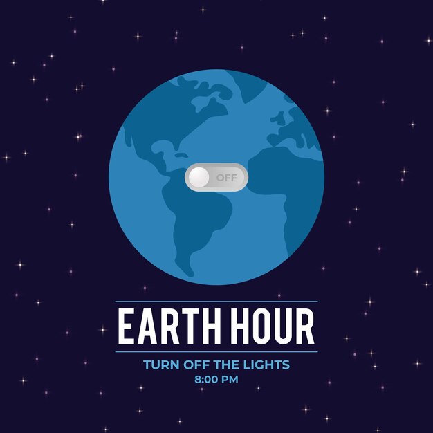 Ilustración de la hora del planeta con planeta y interruptor