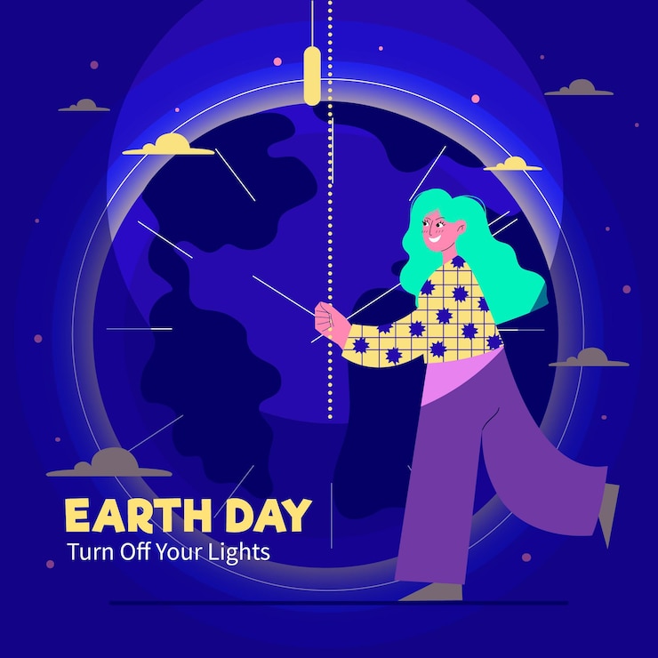 Vector gratuito ilustración de la hora de la tierra plana