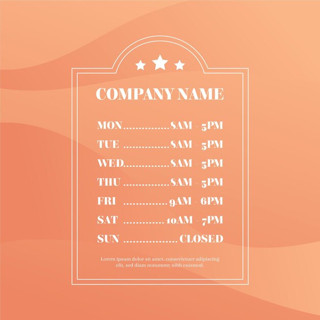 Ilustración de horario de apertura comercial degradado