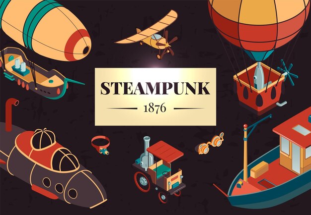 Ilustración horizontal Steampunk