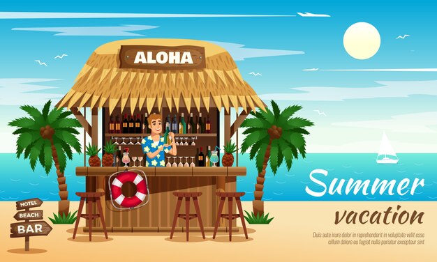 Ilustración horizontal de vacaciones de verano