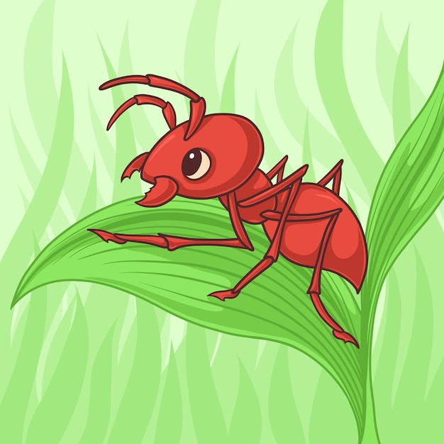 Ilustración de hormiga de dibujos animados dibujados a mano