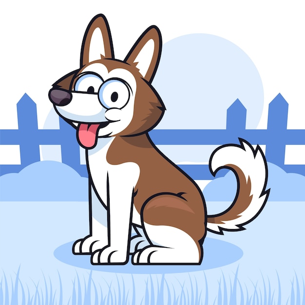 Vector gratuito ilustración de husky de dibujos animados dibujados a mano