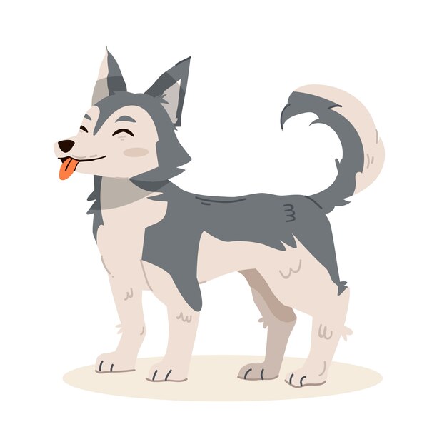 Ilustración de husky de dibujos animados dibujados a mano