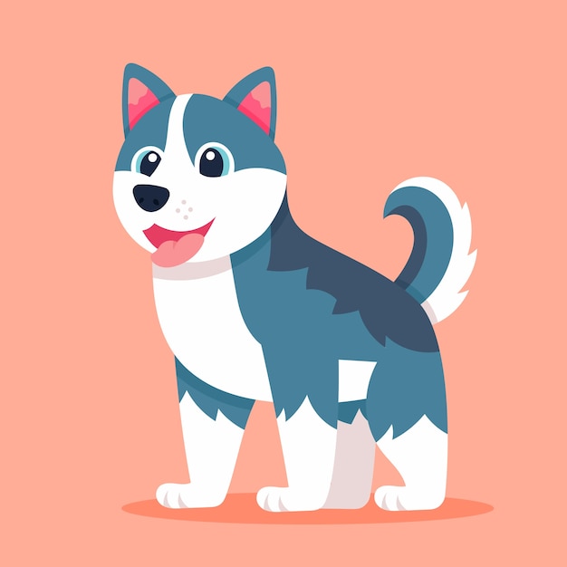 Vector gratuito ilustración de husky de dibujos animados dibujados a mano