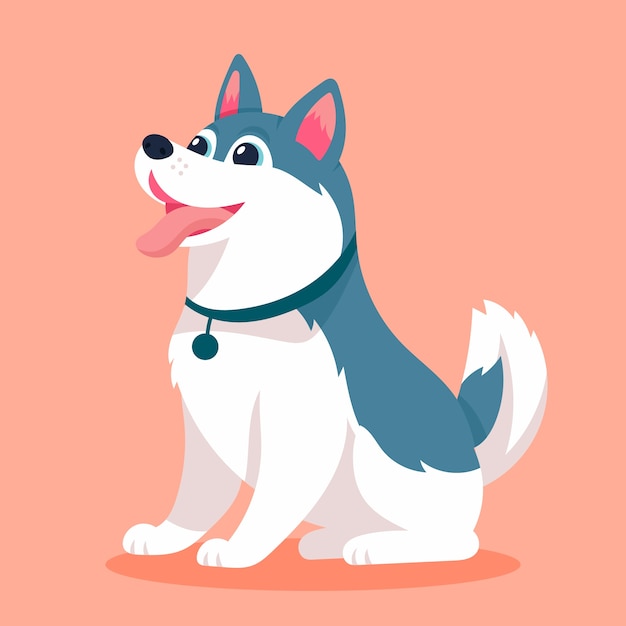 Vector gratuito ilustración de husky de dibujos animados dibujados a mano