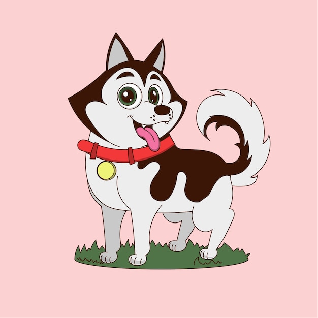 Ilustración de husky de dibujos animados dibujados a mano
