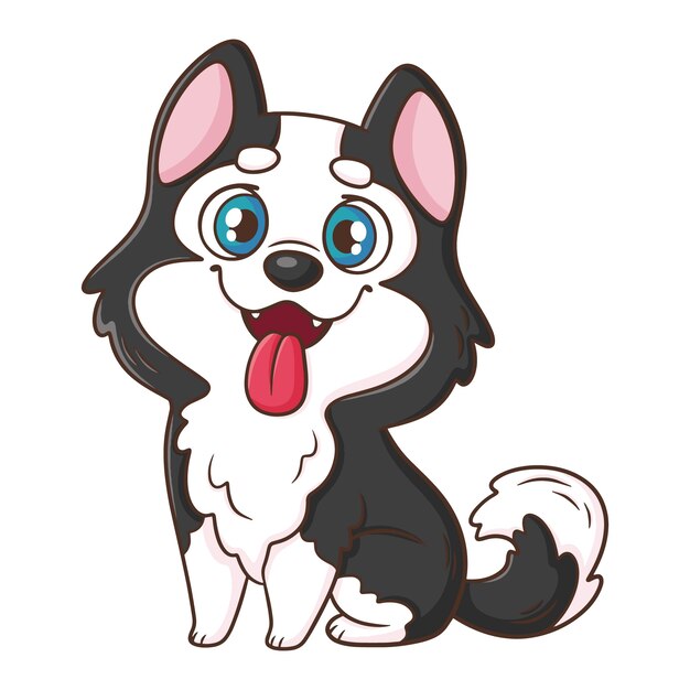 Ilustración de husky de dibujos animados dibujados a mano