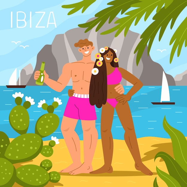 Ilustración de ibiza dibujada a mano