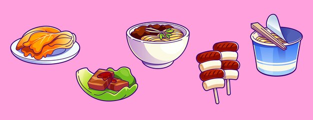 Vector gratuito ilustración del icono de la comida coreana comida coreana