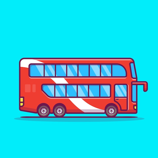 Vector gratuito ilustración de icono de dibujos animados de autobús de dos pisos.