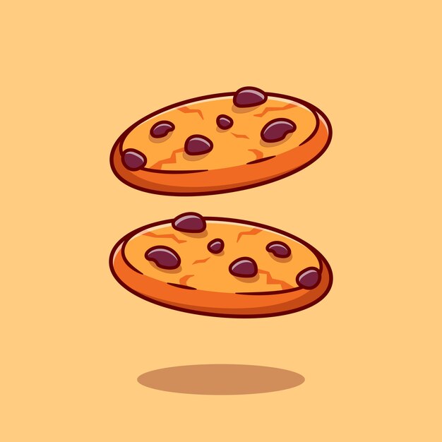 Ilustración de icono de dibujos animados de galletas de chocolate. Concepto de icono de bocadillo de alimentos aislado. Estilo de dibujos animados plana