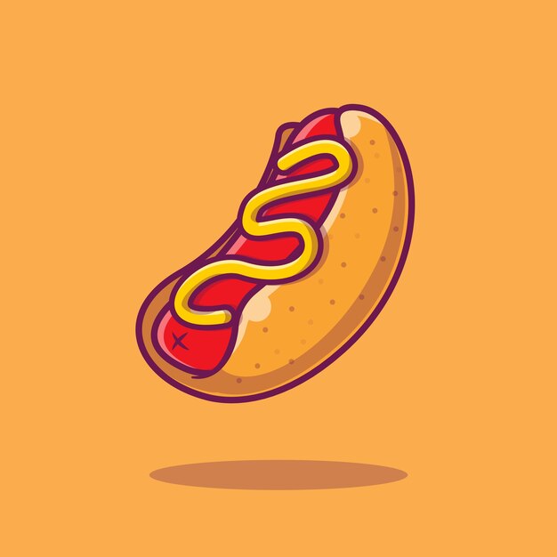 Ilustración de icono de dibujos animados de hotdog.