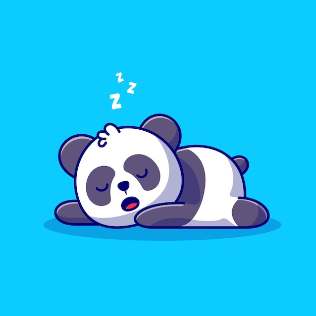 Ilustración de icono de dibujos animados lindo dormir Panda. Concepto de icono de naturaleza animal aislado. Estilo de dibujos animados plana