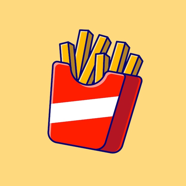 Vector gratuito ilustración de icono de dibujos animados de papas fritas. concepto de icono de comida rápida aislado. estilo de dibujos animados plana