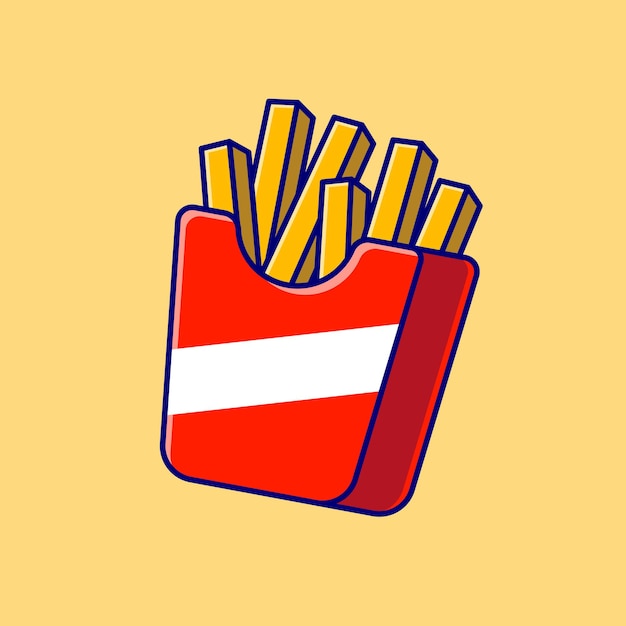 Ilustración de icono de dibujos animados de papas fritas. Concepto de icono de comida rápida aislado. Estilo de dibujos animados plana