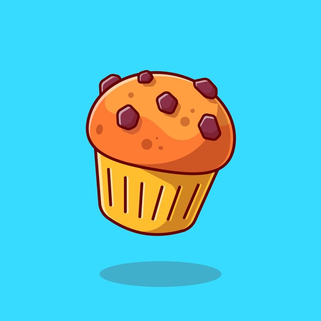 Ilustración de icono de dibujos animados de pastel de taza. Concepto de icono de pastelería de alimentos aislado. Estilo de dibujos animados plana